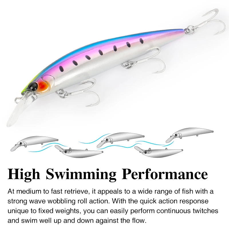 TSURINOYA 110mm 37g Heavy Weight Sea Fishing Lure Max 80m Ultra Long Casting Sinking Minnow WIZARD 110S Artificial Hard Baits