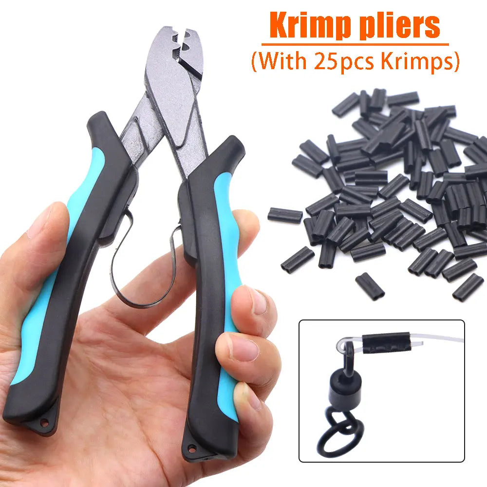 Carp Fishing Crimping Pliers Tool And Krimps Fishing Equipment Set Carp Chod Rig Knotting Connector Swivels For Fishing Tackle