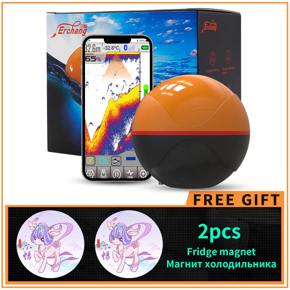 Erchang F68 Wireless Fish Finder Depth Echo Sounder Dual Frequency Sonar Alarm Transducer Fishfinder IOS&Android