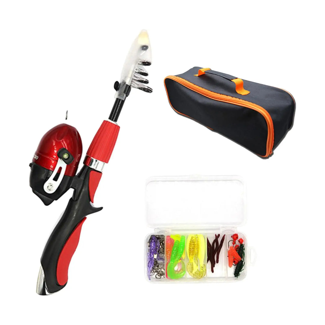 Fishing Rod and Reel Combo Fishing Pole Children Starter Kits Child Fishing Rod Complete Set with Lures for Travel Kid Children