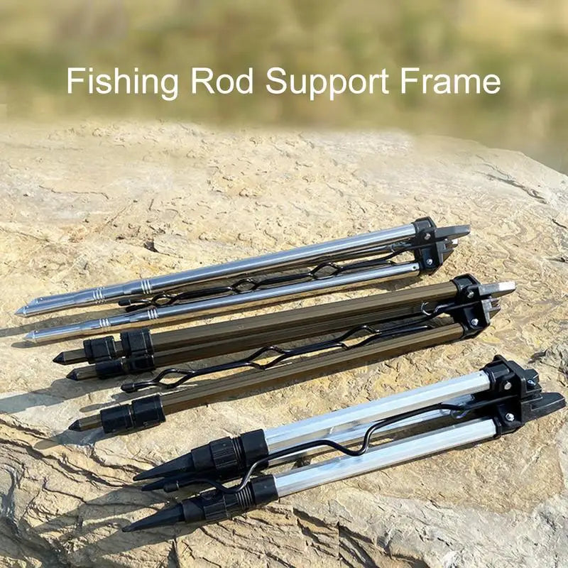 Practical Aluminum Alloy Telescopic 4 Groove Fishing Rod Holder Collapsible Tripod Stand Sea Fishing Pole Bracket Fishing Tool