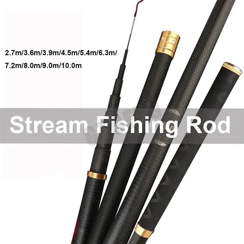 Telescopic Stream Rod 4.5M/5.4M/6.3M/7.2M/8M/9M/10M Carbon Reservoir Pond Fishing Rod Super Light Hard Fiber Hand Fishing Pole