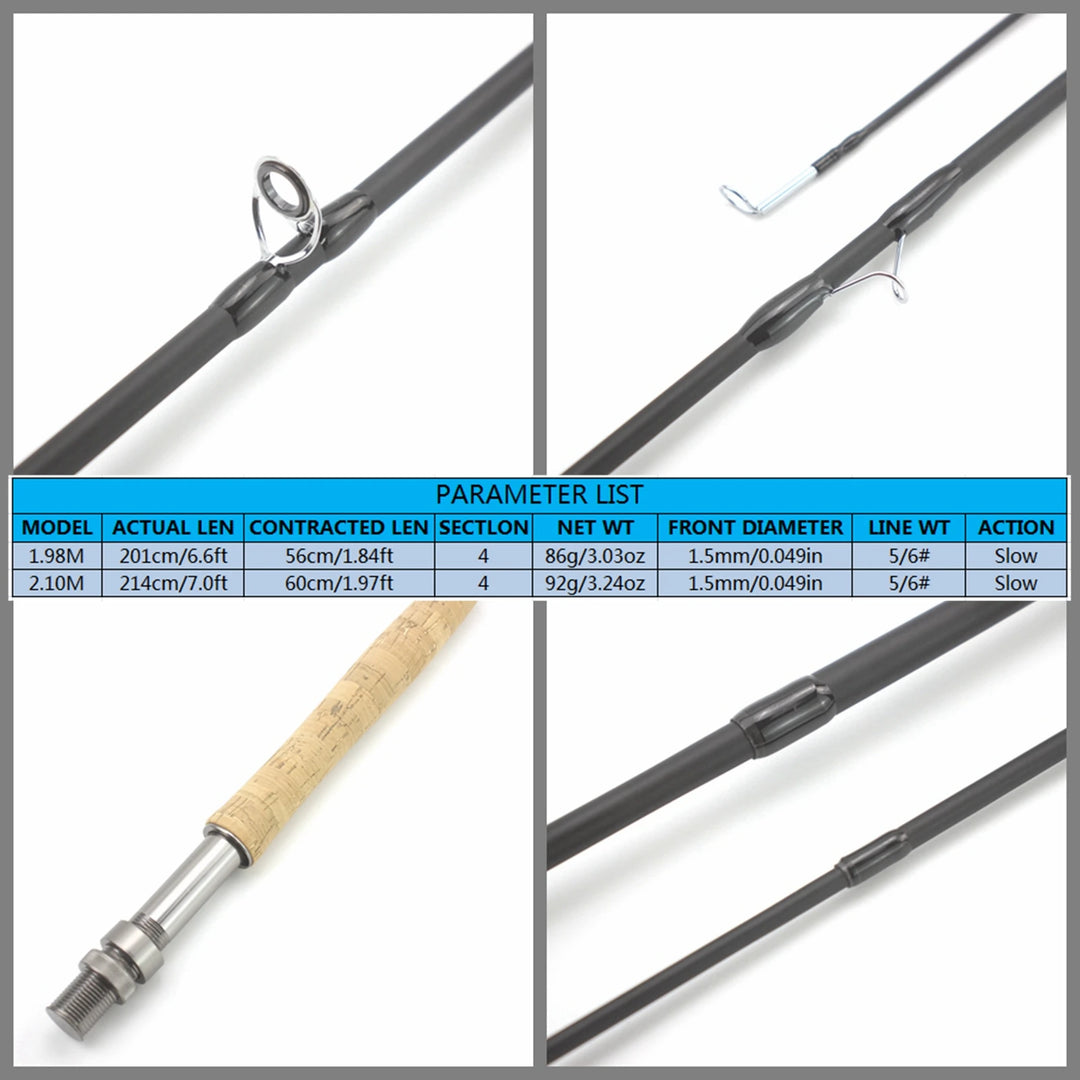 2.1M 7FT Fly Fishing Rod King Fisher Carbon Fiber Ultralight Weight Fly Fishing Rod Lake River Fly Rod Goods for fishing pesca