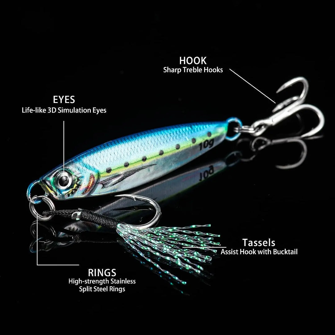 Goture Saltwater Jigging Fishing Lure 7g 10g 15g 20g 25g 30g 40g 60g 80g with Assist Hook & Treble Hook Casting Spoon Shore Bait