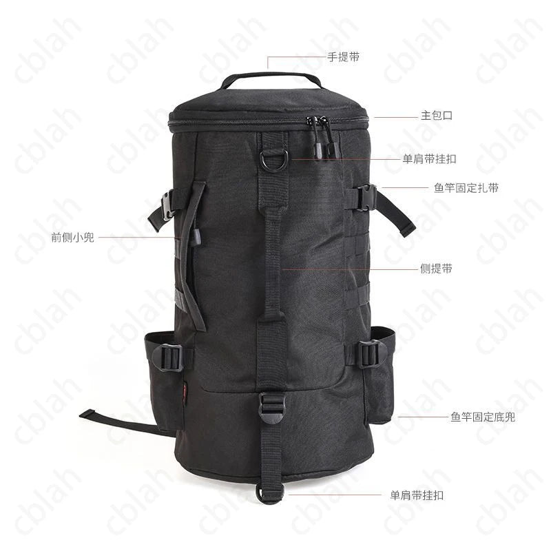 Dual shoulder fishing gear backpack, multifunctional fishing gear storage bag, fishing rod crossbody bag, fishing lure bag