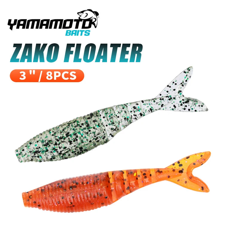 YAMAMOTO ZAKO 3”7.6cm 8PCS/PACK Joint Soft Lures Fork Tail 18 COLORS Fishing Baits popular in the US