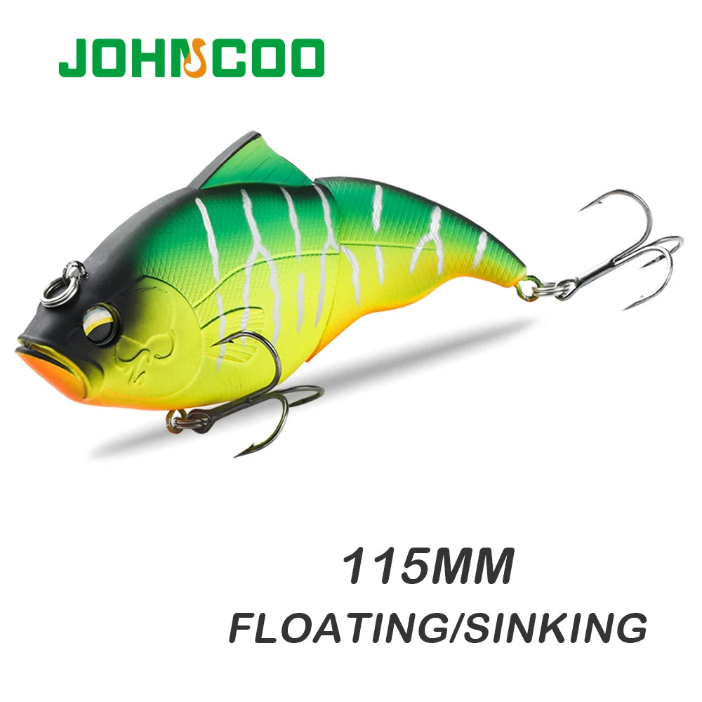 JOHNCOO 115mm Vibration SW Floating Fishing Lure Lipless Crankbaits Sinking Hard Lure Artificial VIB Bait Bass Fishing Lures