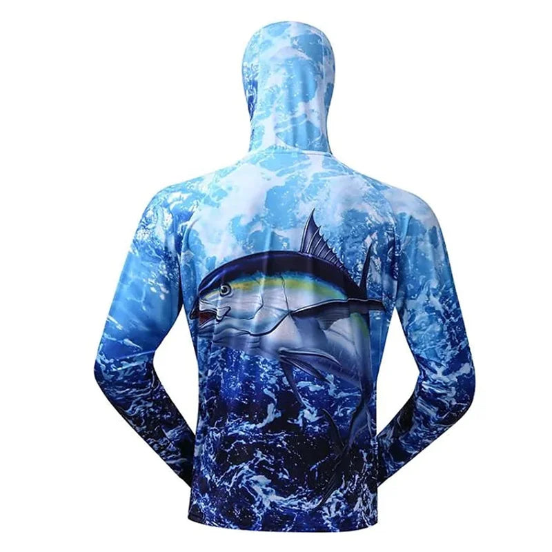 New Men's Anti-UV Comfortable Ventilation Printing Fishing Shirts Sublimation Hoodie Jerseys With Zipper Fishing Clothing