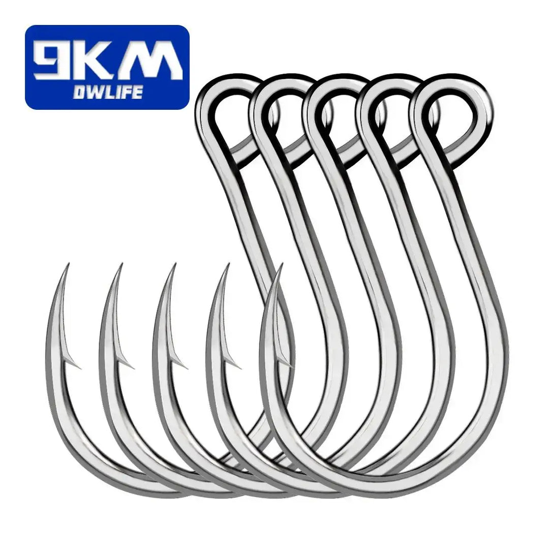 9KM Fishing Hooks 25Pcs Fishing Jigging Hook Carp Eye Worm Barbed Inline Hooks Saltwater High Carbon Steel Fishing Accessories