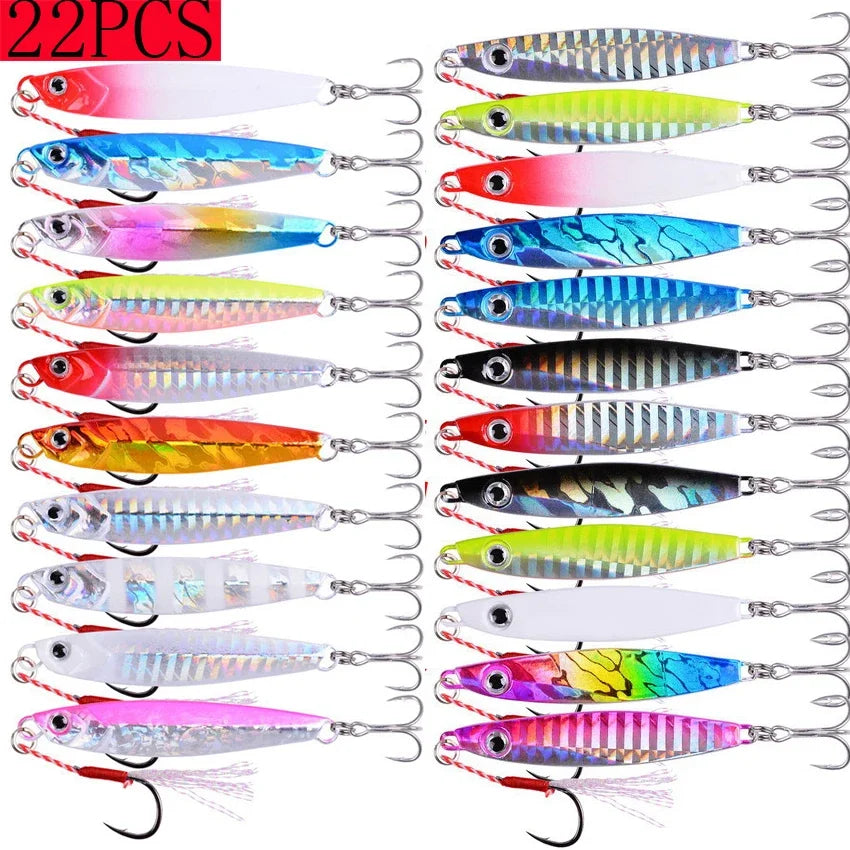 22PCS Metal Spoon Jigs Carp Fishing Lures Set 40g 30g 20g 17g 10g 7g  Crankbait Jig Spoons Wobbler Bait Sea Fishing Lures Pesca