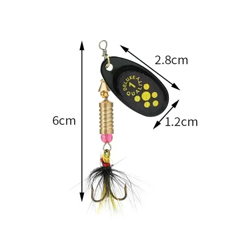 1/2pcs Rotating Spinner Fishing Lure Spoon Sequins Metal Hard Bait Wobblers Bass Pesca With Feather Hooks 3.5g/4.5g/7g/9g/12g