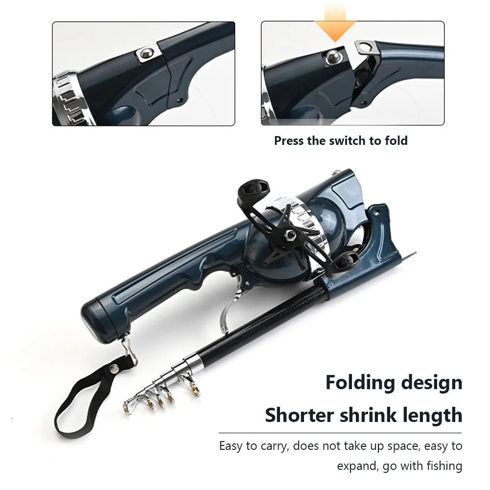 Rod And Reel Combo, Collapsible Folding Pole, Pocket Telescopic Fishing Rod, 9.05in-51.6in Adjustable Lightweight Rod And Reel