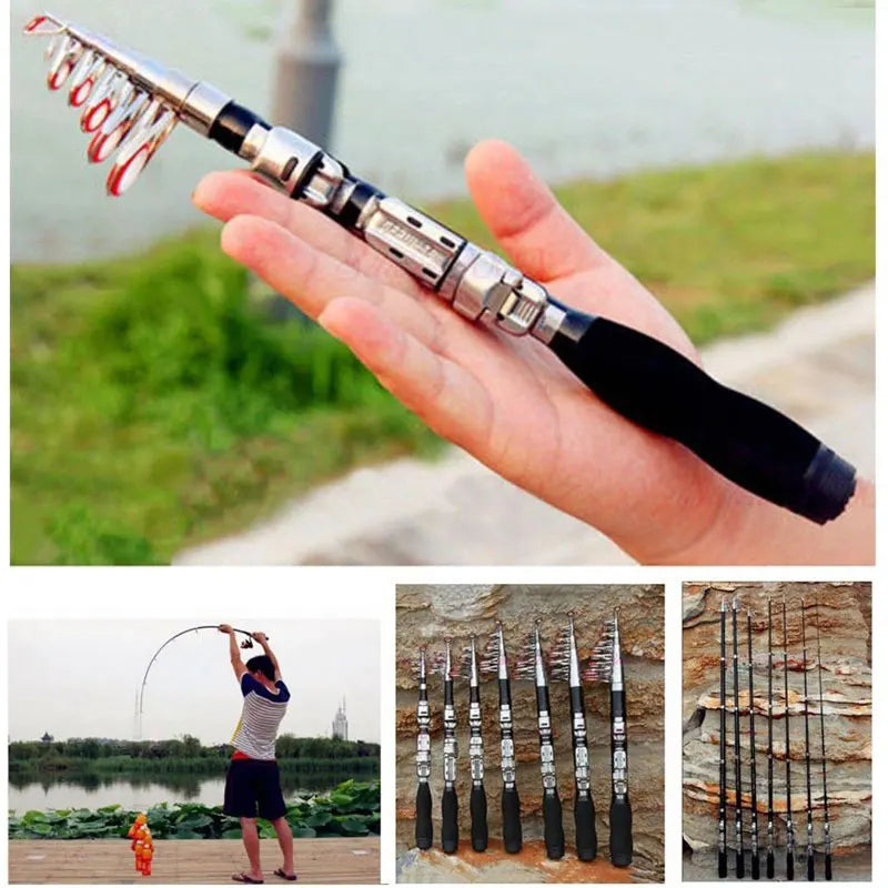 Fishing tools Telescopic Fishing Rod Spinning Fly Carp Feeder Carbon Fiber Pesca 1.2M 1.5M 1.7M 1.9M 2.1M Mini Travel Reel Seat