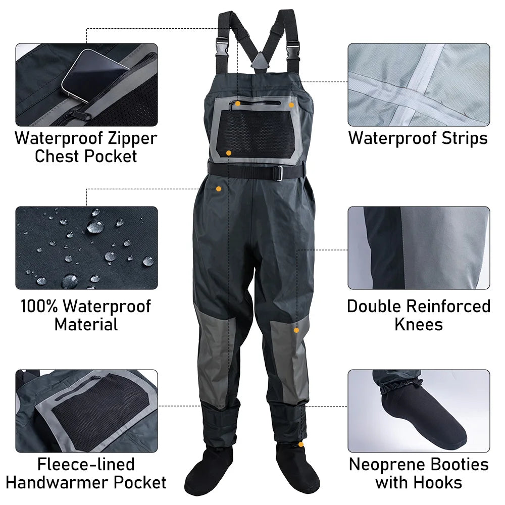 Goture 100% Waterproof Fishing Chest Wader for Men Women Ultra Breathable Lightweight Comfort Stockingfoot Hunting Waders