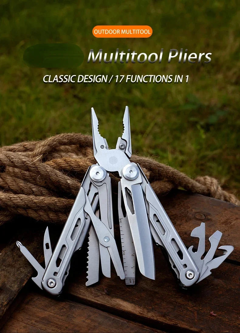 BHBT 17 in 1 Multitool Pliers Folding Multi-functional Combination Tool Portable Scissors Saw Blade EDC Outdoor Multi Tools