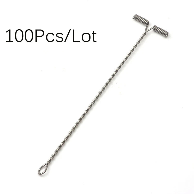 100Pcs 6/8/10/12/15cm Fishing Wire Arms With Swivel T Shaped Balance Rigs Hooks Stainless Steel Fishing Accessories Tackle