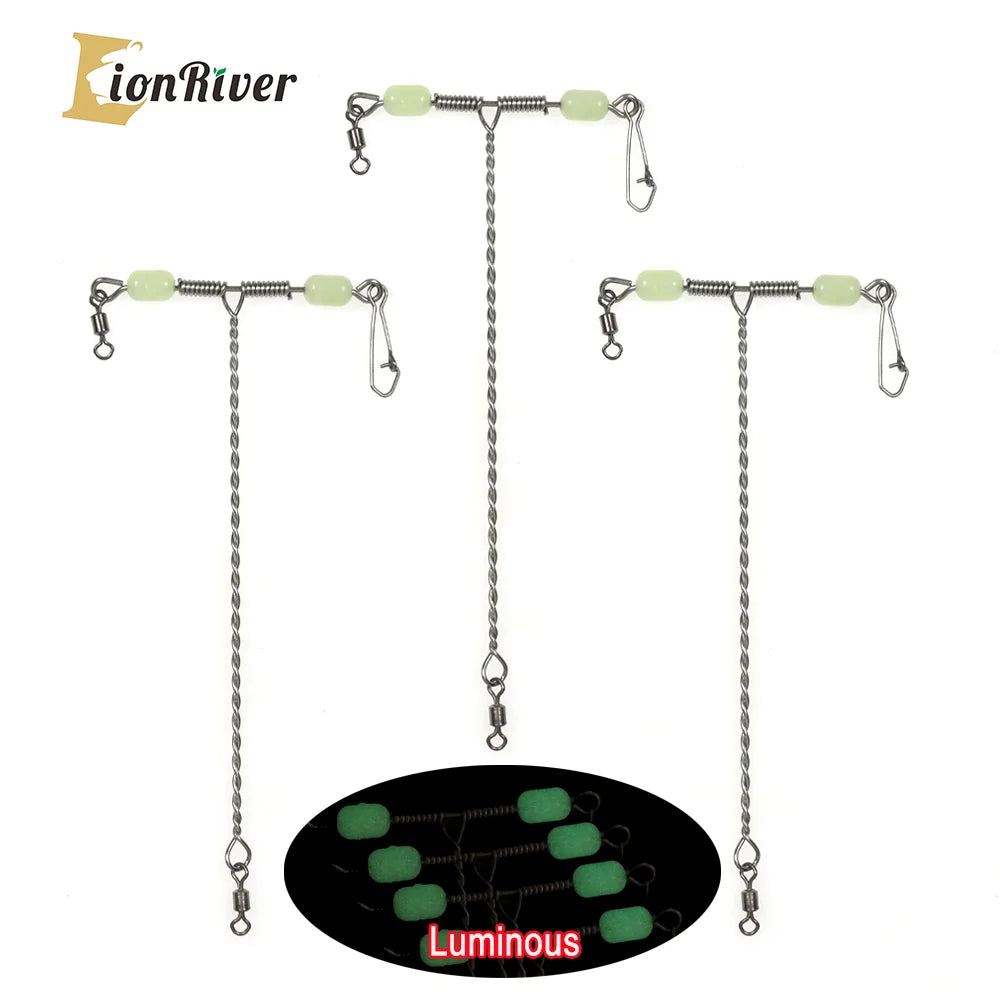 LIONRIVER 3 Way Cross line Rolling Swivel Luminous Bead Fishing Balance Ocean Rig Connector Saltwater Fishing Tackle Accessories