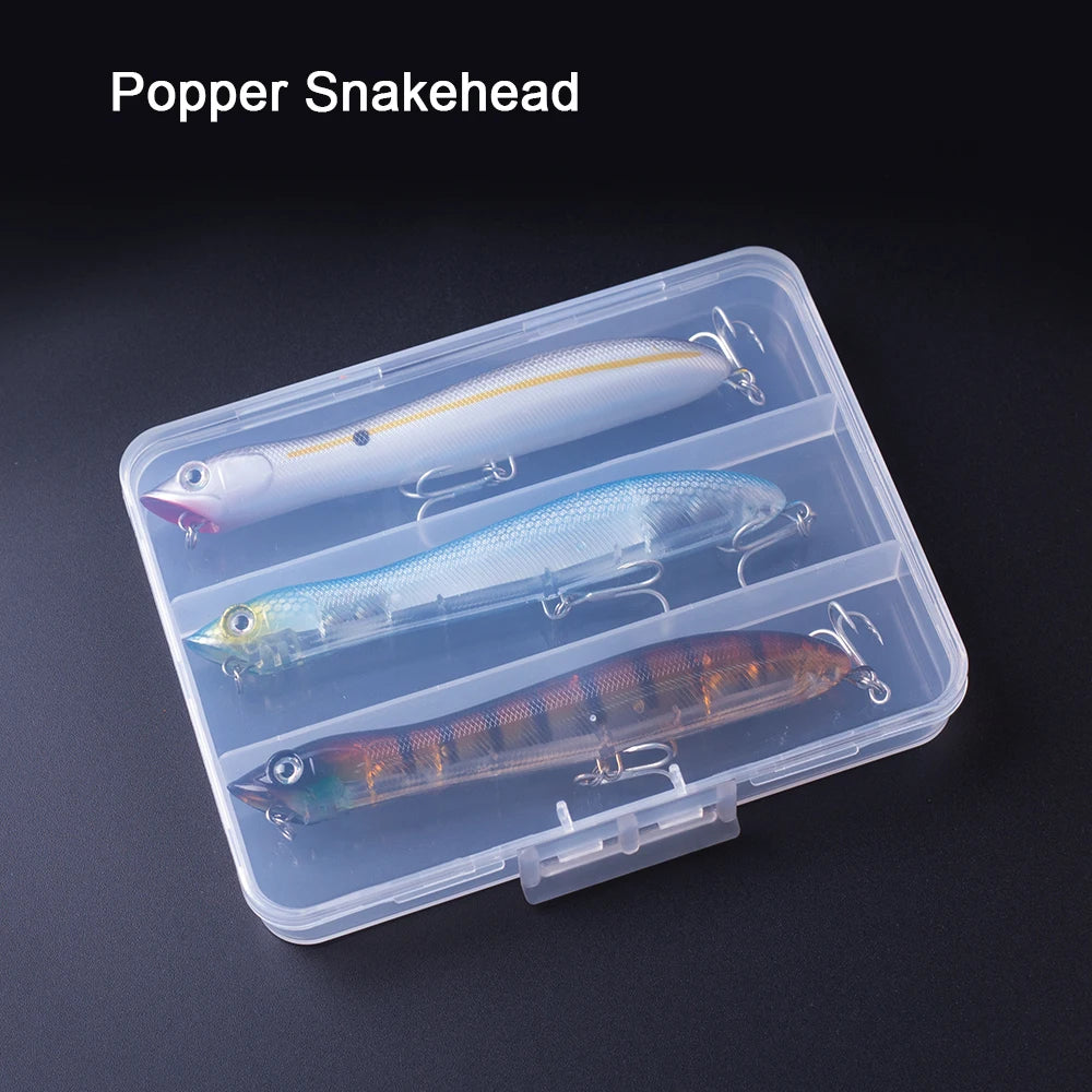 3pcs/Box Topwater Pencil Popper Fishing Lure 12cm Floating Snakehead Artificial Hard Bait Walk the Dog Rattle Wobble Bass Tackle