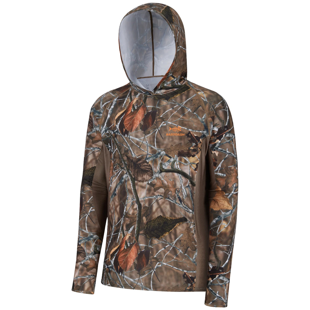 BASSDSASH Men's UPF 50+ Lightweight Hunting Camo Hoodie Quick Dry Performance Long Sleeve Fishing Shirt with Hood FS30M