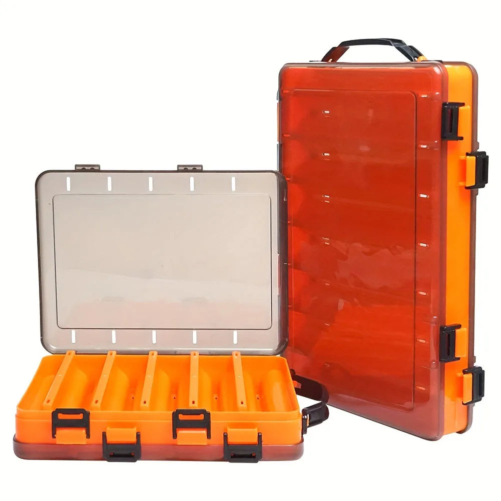 Double-layer Fishing Tackle Box Transparent Fishing Lure Box Plastic Tackle Storage Tray Fishing Tackle Case 10 Cells / 14 Cells