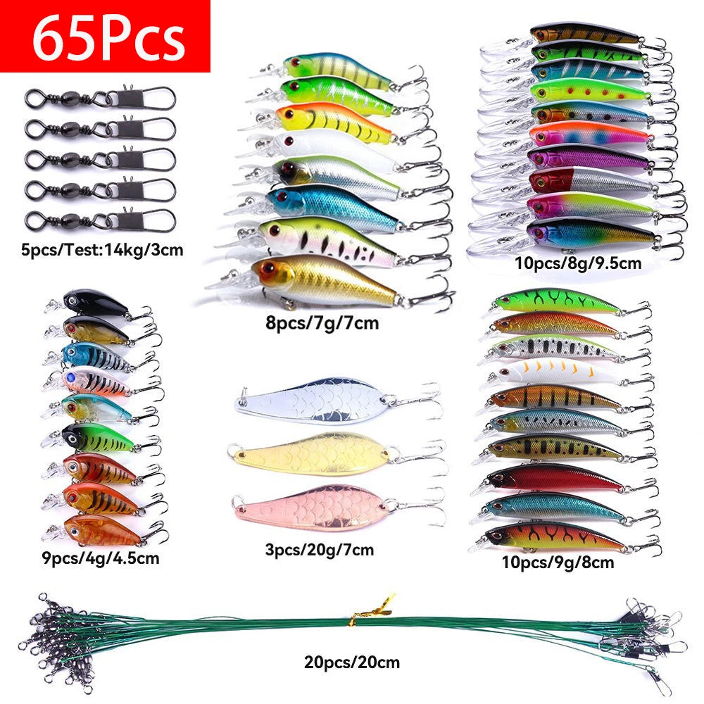 Fishing Lures Set Crankbait Tackle Hard Bait Kit Minnow Popper Pencil Swing Swimbait Wobblers Artificial Bionic Crank Pesca Suit