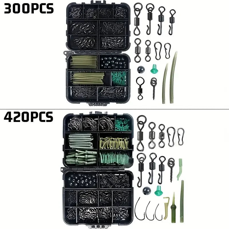 40/180/254/420pcs Portable Fishing Gear Set with Tackle Box Sequined Hooks Swivels and Carp Fishing Tools EU Fishing Accessories