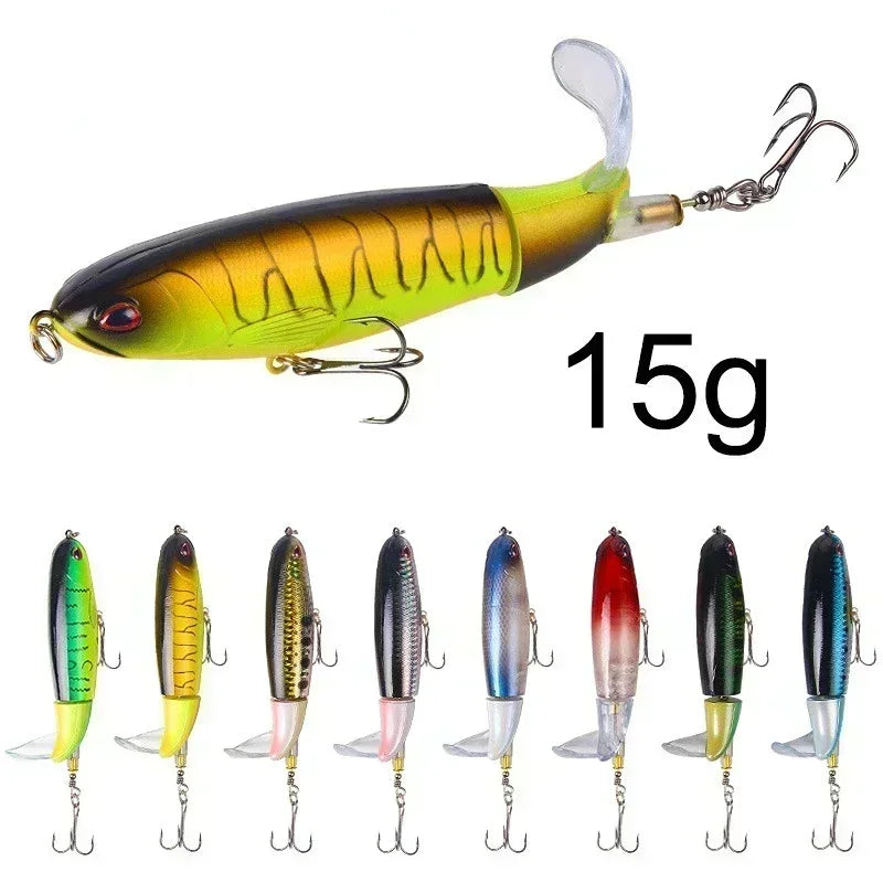 Topwater Fishing Lure Whopper Popper Artificial Bait Hard Plopper Soft Rotating Tail Fishing Tackle Fishing Bait 10cm/14cm