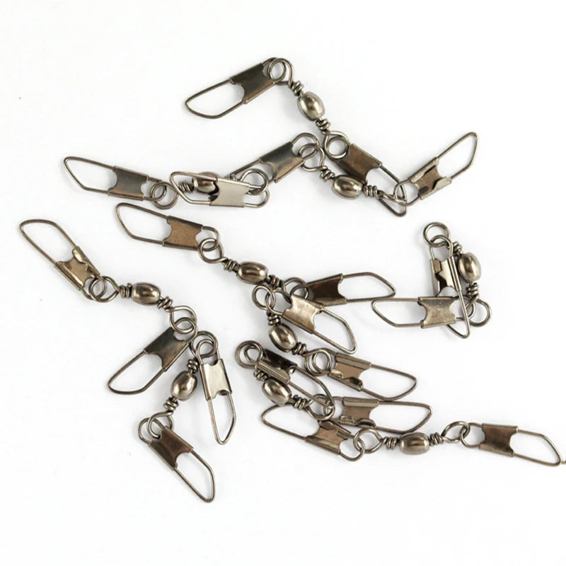 500Pcs Barrel Swivel Interlock Double Snap Rolling Swivels Solid Ring Fishing Hook Connector Fishing Supplies Accessories Pesca