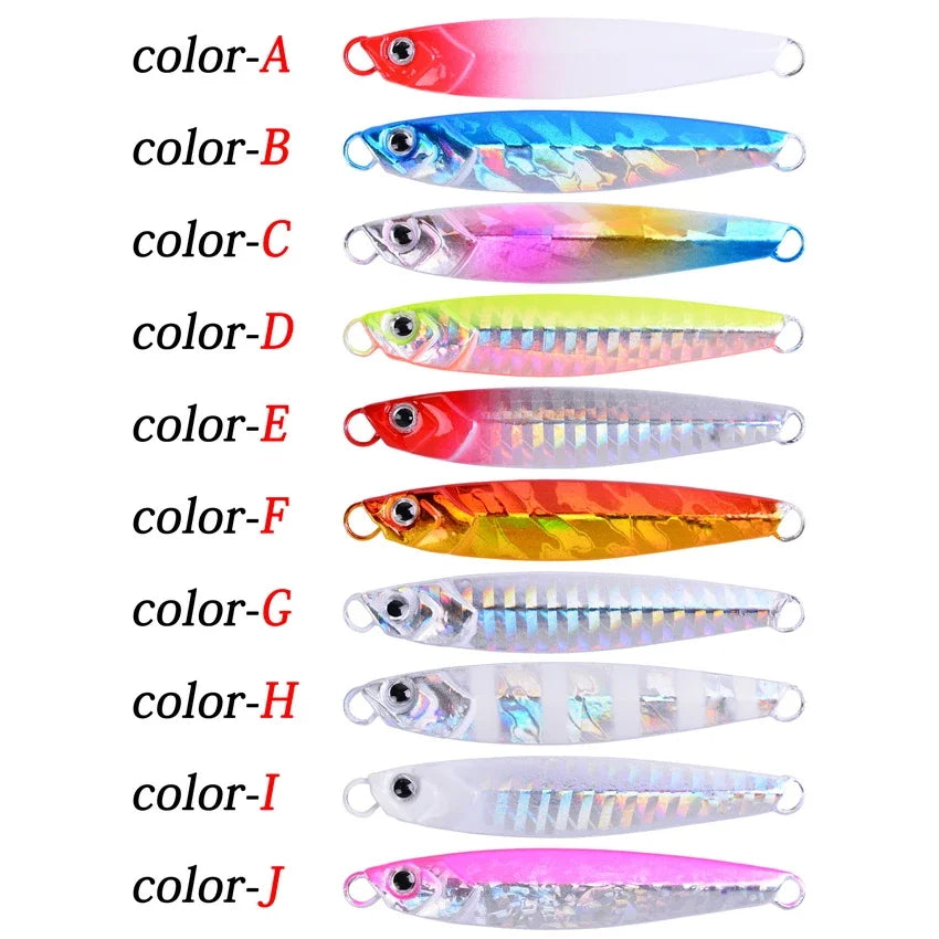 10PCS Casting Metal Jigs Fishing Lures Set 7G-60G Shore Cast Jigging Spoon Jig Sea Fishing Lures Jigging Artificial Bait Tackle