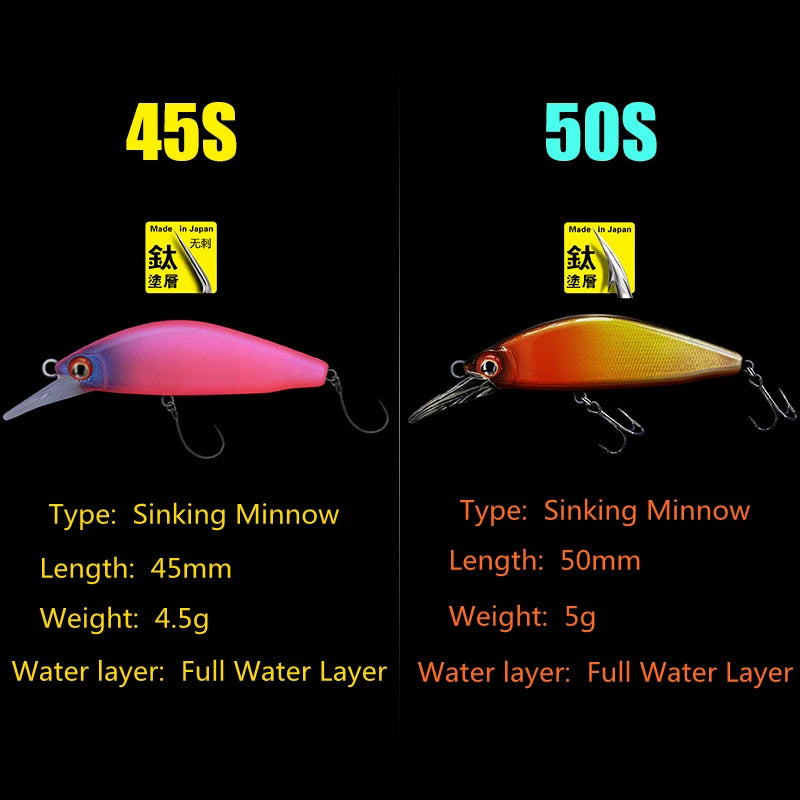 New GUIDEPOST Xige 45S/50S Micromatter Sinking Minnow Fishing Lure 4.5g/5g Full Water Layer Artificial Wobblers Bass Hard Bait