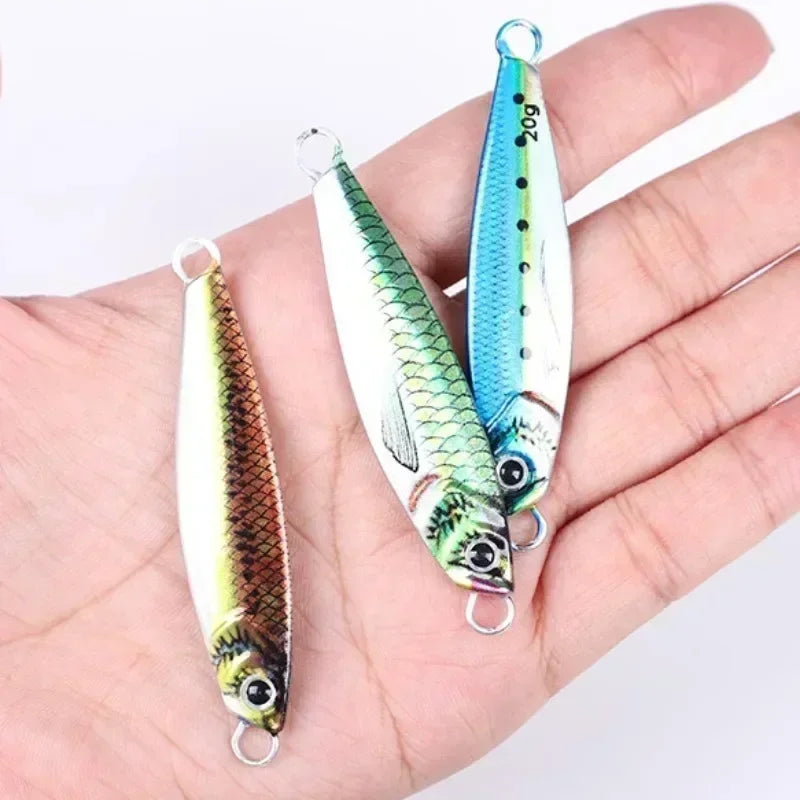 Sea fishing Slow Jig Metal Jigging Spoon Laser Artificial Bait Boat Fishing Jig 3D Print Lures Super Hard Fish Fishing Lures