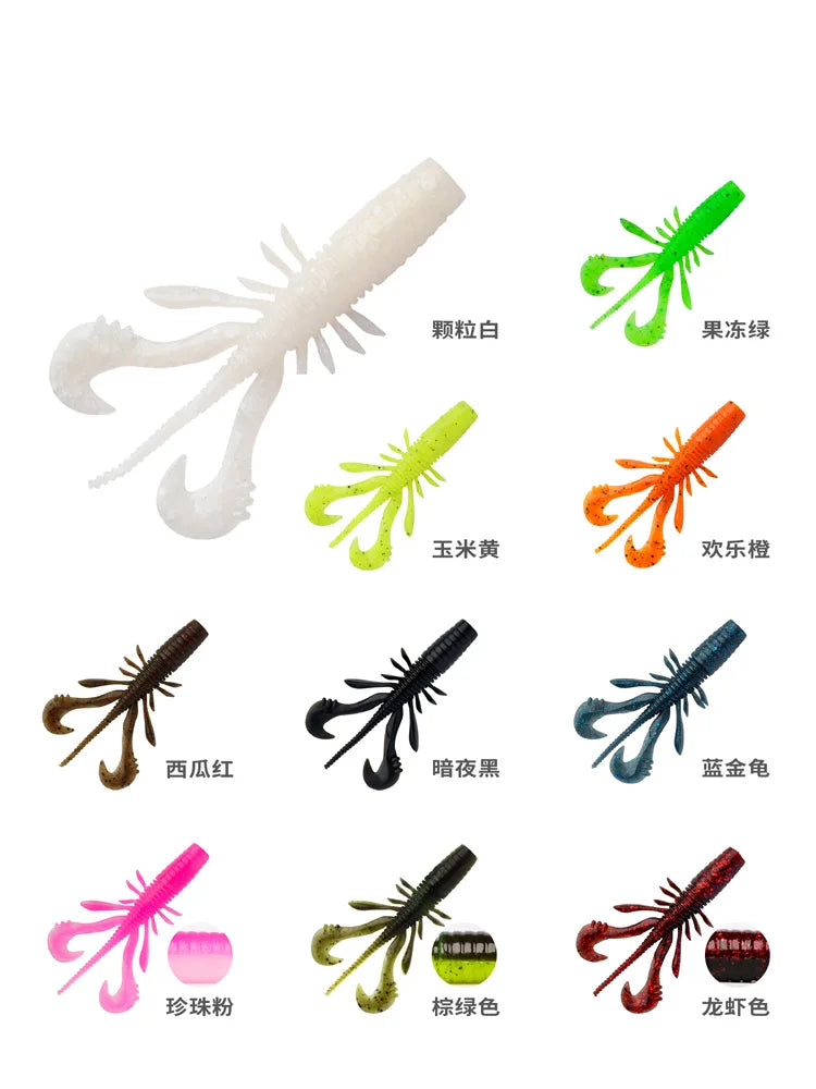 10/12pcs 2023 New Ravencraft Wanzhouxia Soft Silicone Floating Shrimp 68mm/81mm Soft Bait Shrimp Wobbler Bass Fishing Fake Lures