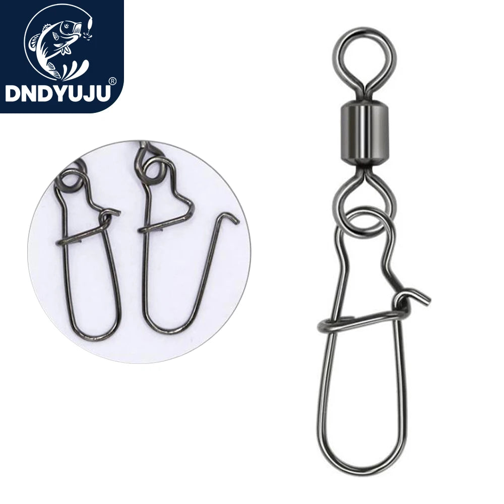 DNDYUJU 30 to 100pcs Stainless Steel Fishing Connector Pin Bearing Rolling Swivel Snap Fishhook Lure Swivels Tackle Accessories