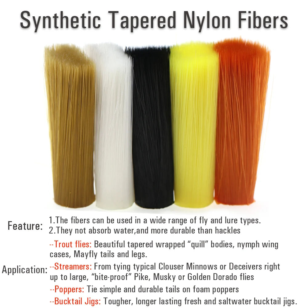 Wifreo 1pcs/5pcs Tapered Nylon Fibers Perdigon Nymph Tails Fly Tying Material For Trout Lure Mayfly Tails Dry Fly Wing Legs