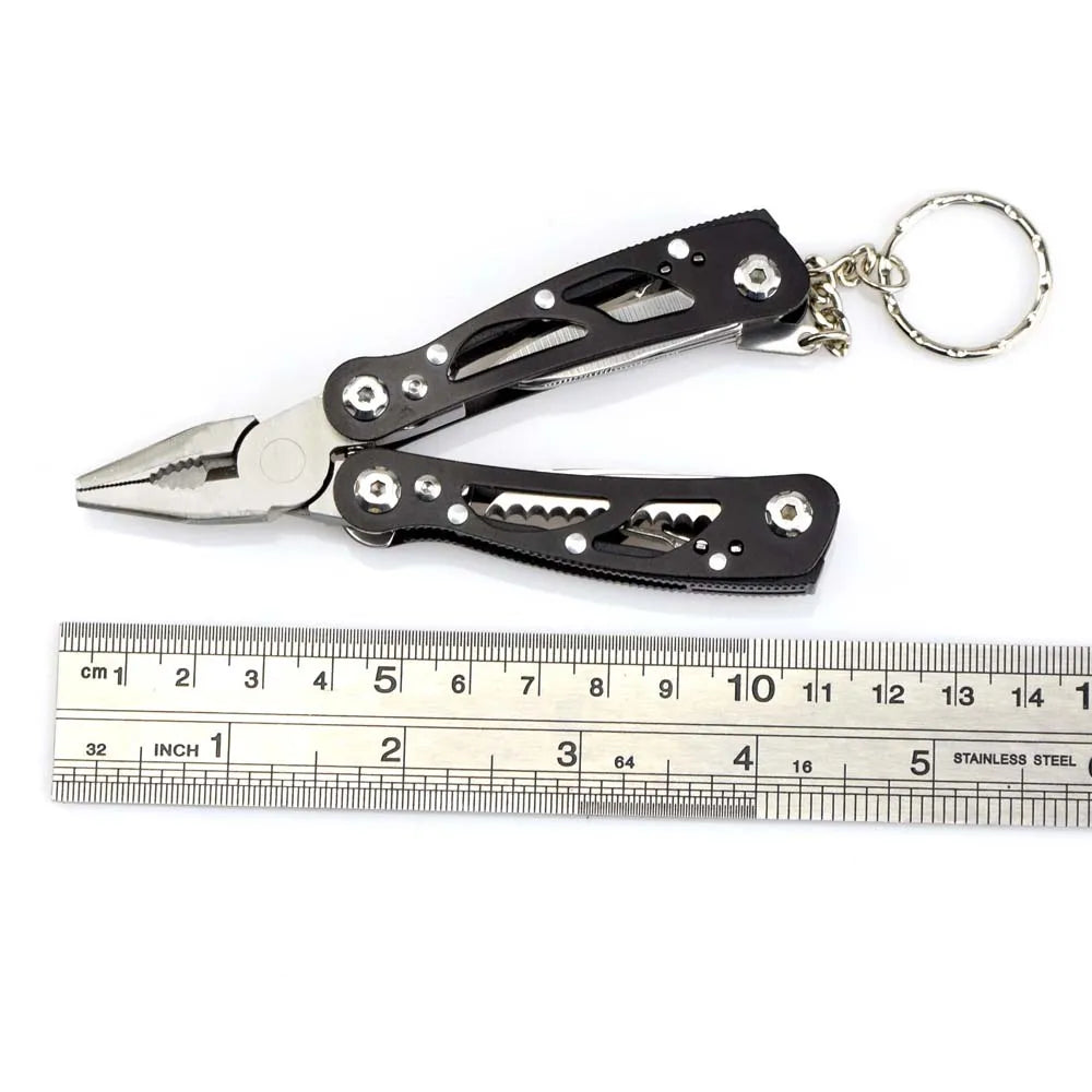 Multi Pocket Mini Folding Plier Portable electric Wire Cutter Screwdriver Knife Saw Multifunction Survival Keychain Hand Tools