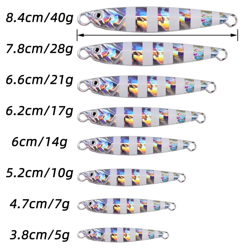 10PCS Casting Metal Jigs Fishing Lures Set 7G-60G Shore Cast Jigging Spoon Jig Sea Fishing Lures Jigging Artificial Bait Tackle