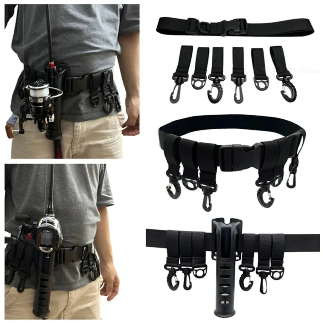 Portable Fishing Wader Belt Rod Holder Fishing Gear Tackles Accessories Adjustable Waist Belts Fishing Rod Holder Pole Inserter