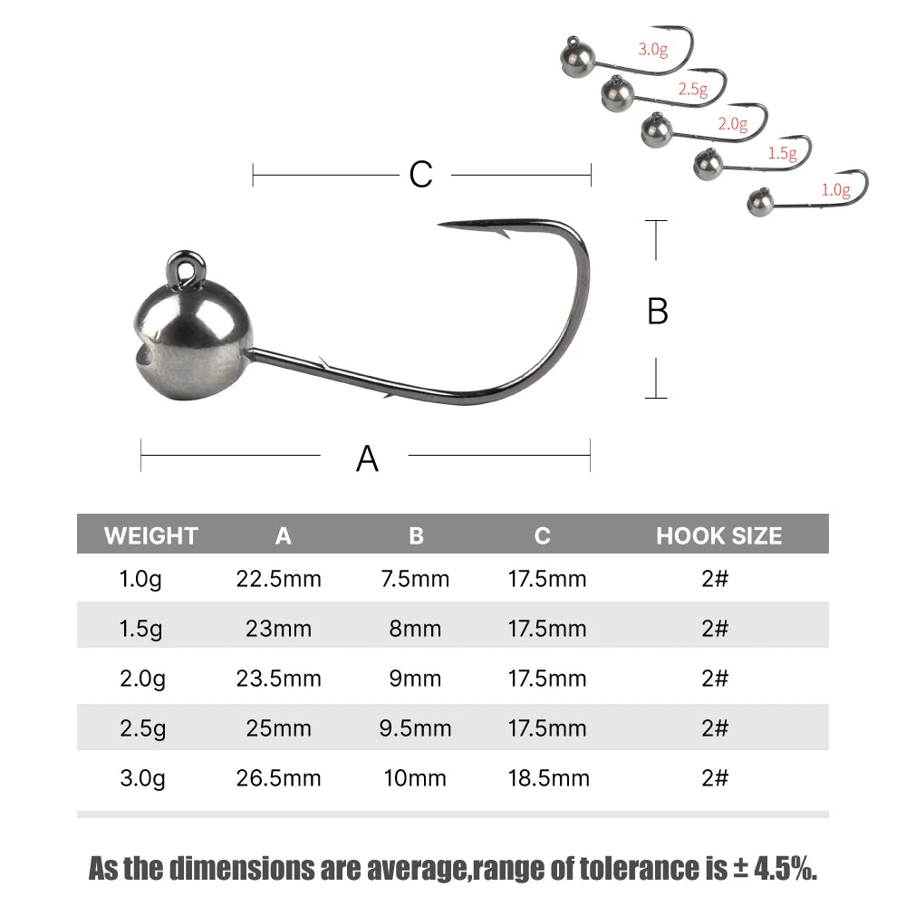 Elite TG 28/30PCS Tungsten Jig Head Hook, 1g-3g Boxed Soft Grub Worm Baits MANTIS AJING Round Head Bass Salmon Bream Jigs