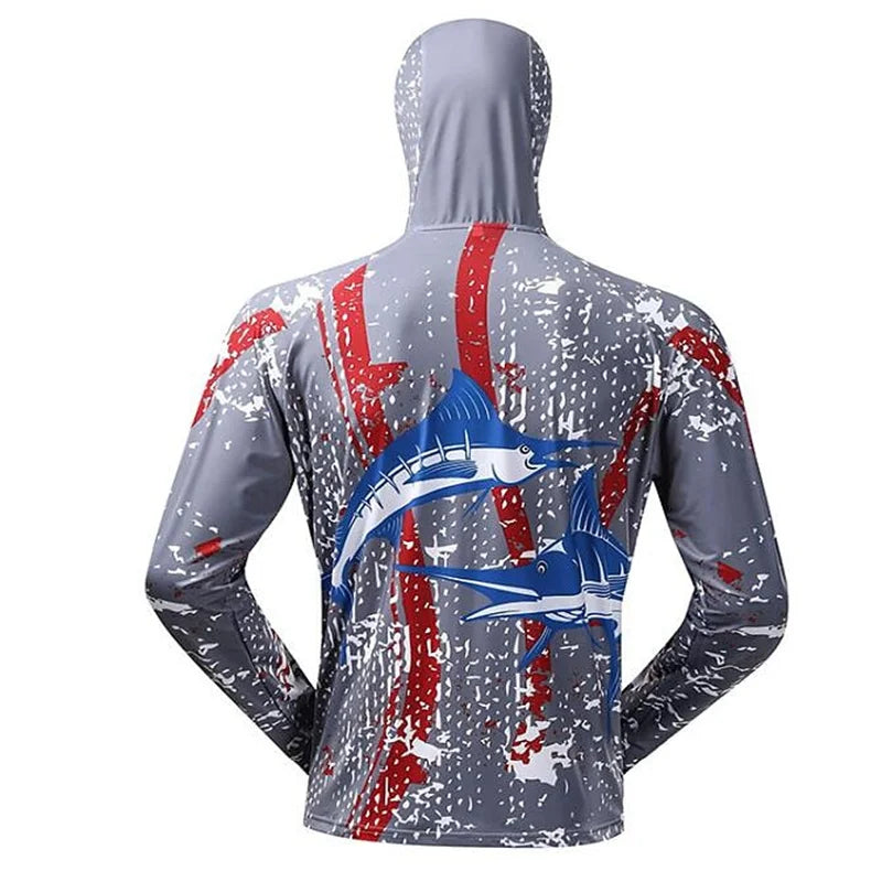 New Men's Anti-UV Comfortable Ventilation Printing Fishing Shirts Sublimation Hoodie Jerseys With Zipper Fishing Clothing