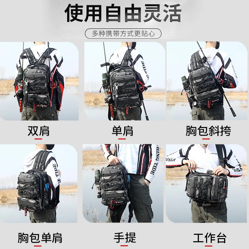 Travel Outdoor Backpack Sport Fishing Bag Large Capacity Backpack Crossbody Bag Camouflage Tactical Pack Y447