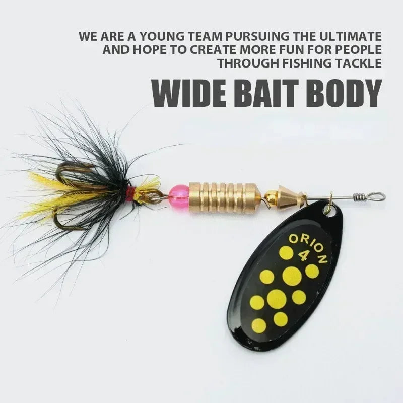 1/2pcs Rotating Spinner Fishing Lure Spoon Sequins Metal Hard Bait Wobblers Bass Pesca With Feather Hooks 3.5g/4.5g/7g/9g/12g