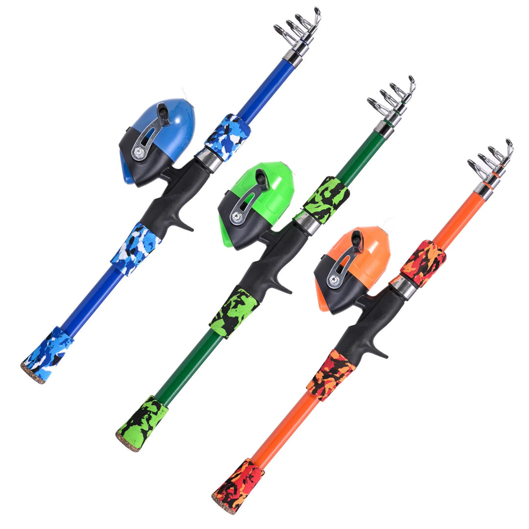 Kids Fishing Pole for Kids Ages 5-12 Telescopic Fishing Rod and Reel Combo Spinning Child Fishing Rod for Saltwater Fiberglass