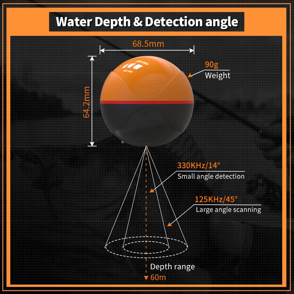 Erchang F68 Wireless Fish Finder Depth Echo Sounder Dual Frequency Sonar Alarm Transducer Fishfinder IOS&Android