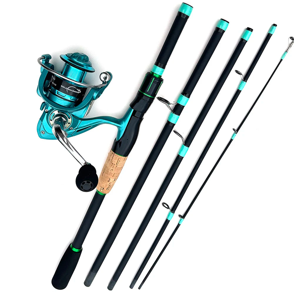 1.8m 2.1m Lure Fishing Set Spinning Rod Reel Combo Long Casting Jigging Fishing Kit 2000 3000 Size Reels Blue Carbon Fiber Pole