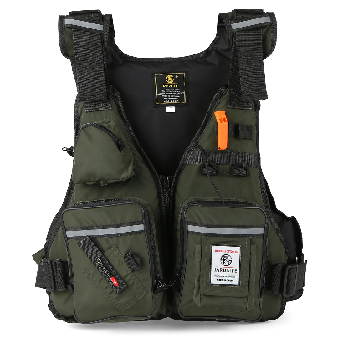 Pro Fly Fishing Life Jacket Buoyancy Vest Multi-Pockets with Water Bottle Holder for Kayaking Sailing Boating Water Sports