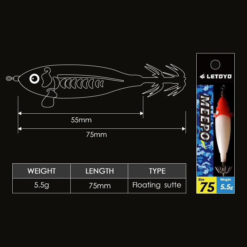 LETOYO squid lure set luminous squid jig Artificial bait squid fishing lures cuttlefish Webfoot octopus egi sea fishing lure