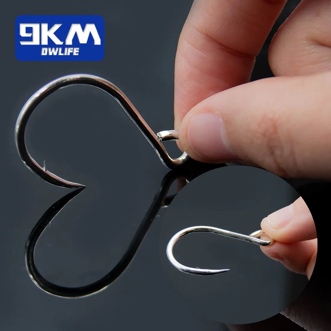 9KM Fishing Hooks 25Pcs Fishing Jigging Hook Carp Eye Worm Barbed Inline Hooks Saltwater High Carbon Steel Fishing Accessories