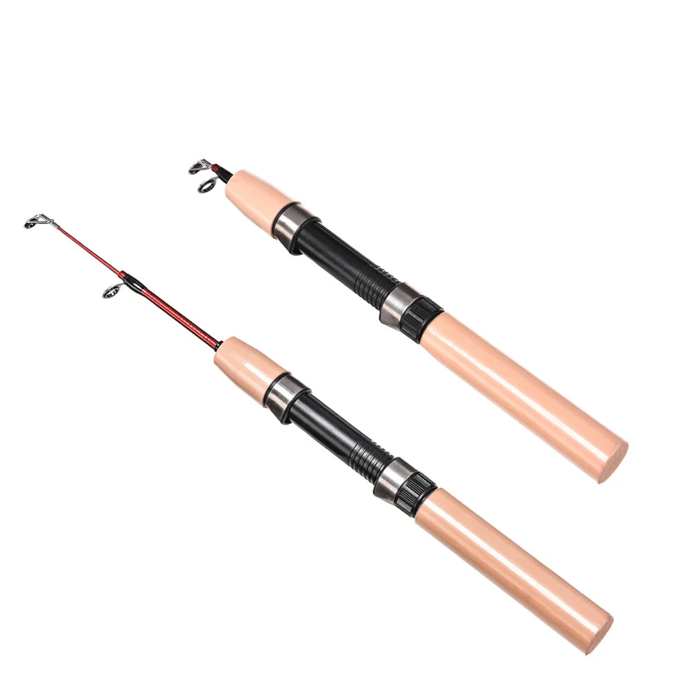 1pc Mini Telescopic Ice Fishing Rod or Ice Fishing Rod with Reel Combo Set Portable Fiberglass Fiber Fish Pole Pesca Tackle Tool