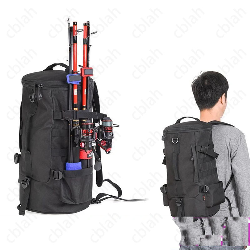 Dual shoulder fishing gear backpack, multifunctional fishing gear storage bag, fishing rod crossbody bag, fishing lure bag