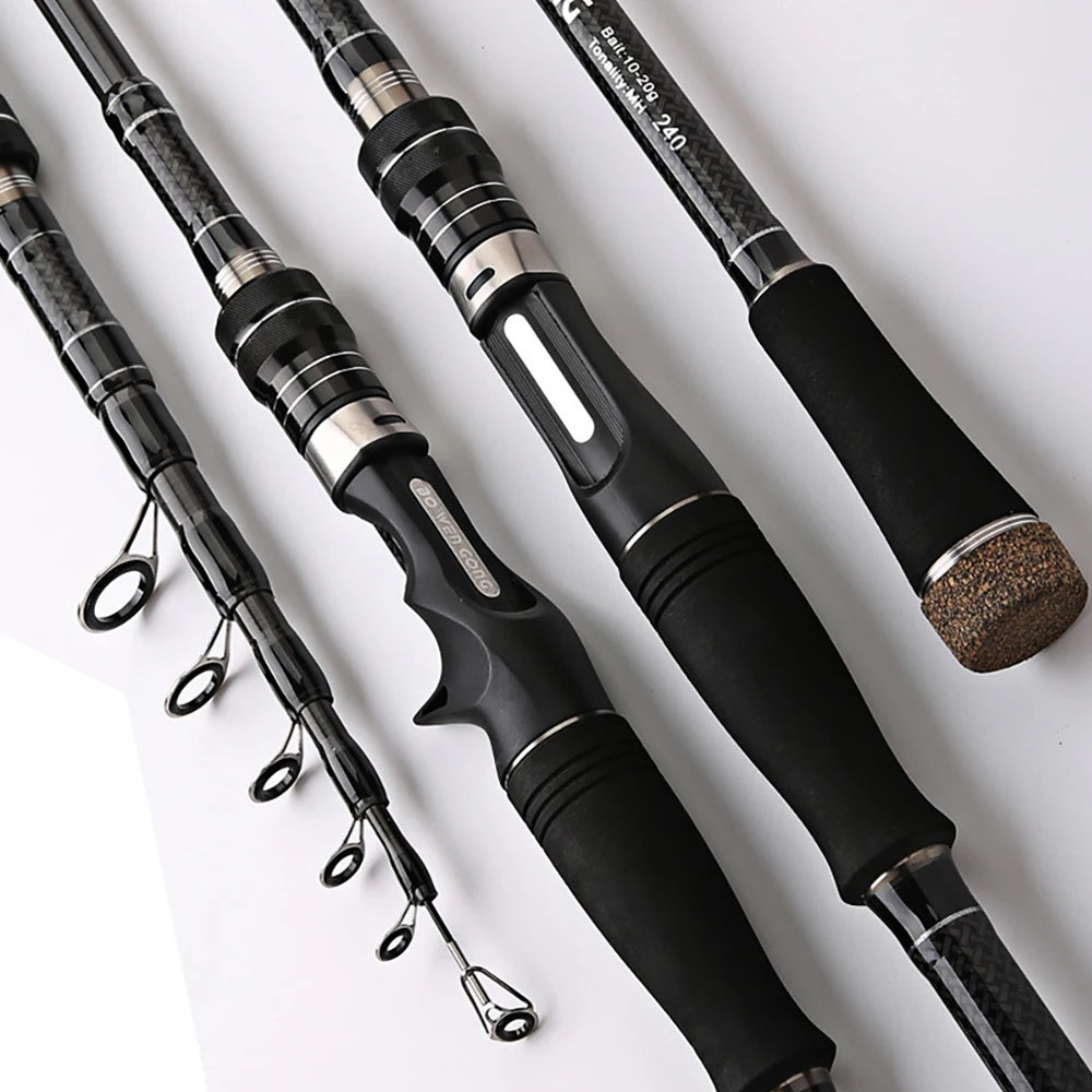 1.8M 2.1M 2.4M 2.7M 3M Baitcasting Spinning Fishing Rod Ultralight Carbon Fiber Portable Telescopic Fishing Pole for Trout Carp